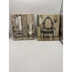 2 Decorative Wall Ceramic Tile Art by Silvia Vassileva Dressing Room Wild Apple
